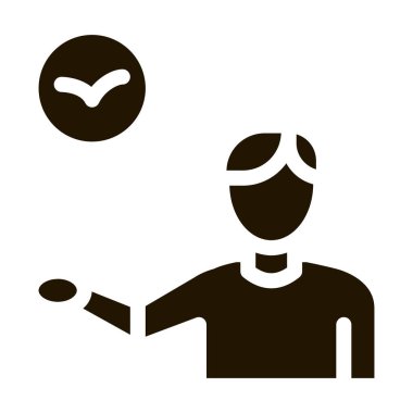 İnsan, Kuş Simgesi Vektörü hakkında konuşuyor. Kuşbilimci Kuş, Uçan Hayvan ve Metin Pictogram hakkında konuşuyor. Tek renkli İmza İzole edilmiş Sembol İllüstrasyonu