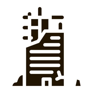 Bozulmuş Bina sembolü vektörü. Mahvolmuş İnşaat Tabelası. izole edilmiş sembol çizimi