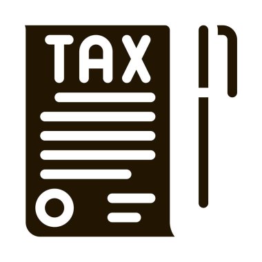 Vergi Belgesi Kalem simgesi vektörü. Vergi Belgesi Kalem İşareti. izole edilmiş sembol çizimi