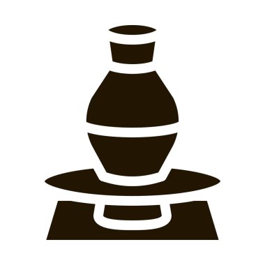 çömlek tekeri simgesi vektör kabartması üzerine vazo