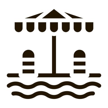 Güneş şemsiyesi simgesi altında yer alan vektör kabartması