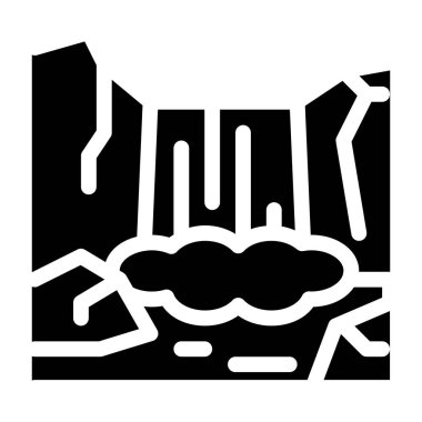 Orman dağlarla çevrili ikon vektör kabartması