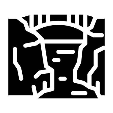 Köprü dağ manzarası ikonu Vektör Kabartma Çizimi