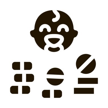 bebek bakımı hapları ikonu Vektör Kabartma