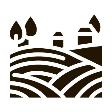 Köy ikonu Vektör Glyph İllüstrasyonunda saman yığını