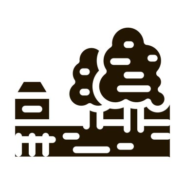 Köy ikonu Vektör Glyph İllüstrasyonunda meyve bahçesi