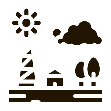 Köy ikonu Vektör Kabartması 'ndaki iletişim kulesi