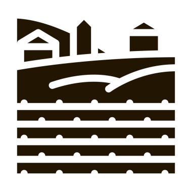 Köy ikonu Vektör Glyph İllüstrasyonunda bahçe