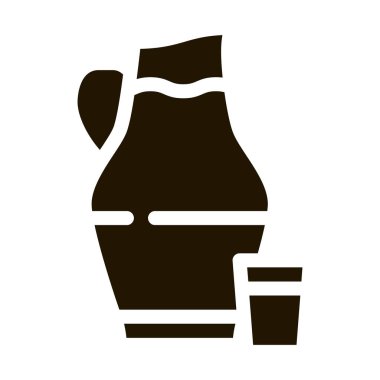 Süt ve cam ikon vektör kabartmalı sürahi