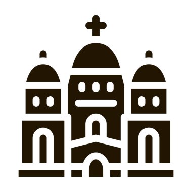 Kubbe ikonlu Hristiyan tapınağı Vektör Glyph Illustration