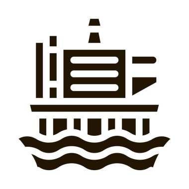 offshore benzin istasyonu vektör illüstrasyonu