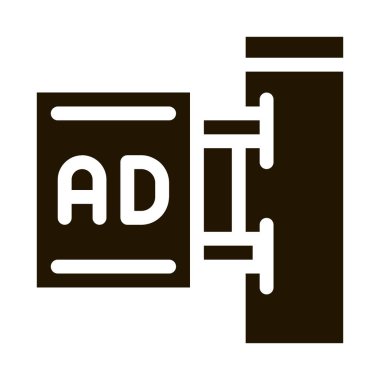 Duvara monte edilmiş reklam simgesi vektör illüstrasyonu