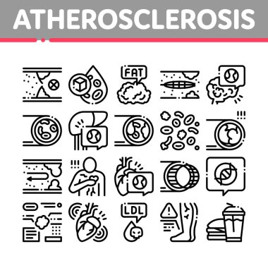 Atherosclerosis Gemi Koleksiyon Simgeleri Vektör Resimlerini Ayarladı