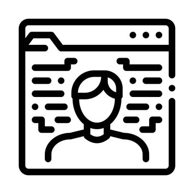 İnsan elektronik kimlik çizgisi ikon vektör illüstrasyonu