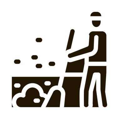 Hademe, sembol vektörünü tarıyor. Kapıcı süpürme işareti. izole edilmiş sembol çizimi