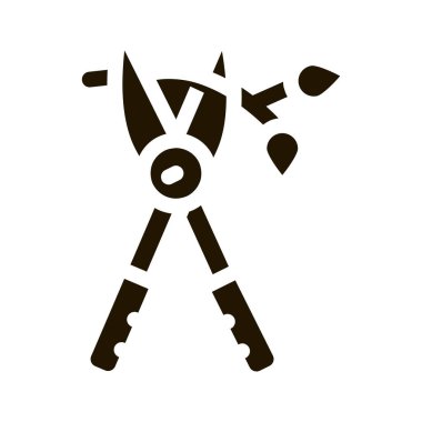 Kırpma makası glifin simge vektörü. Budama makası işareti. izole edilmiş sembol çizimi