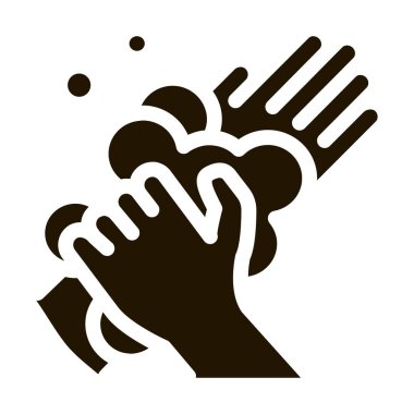 sabun köpüğü el yıkama kabartma ikonu vektörü için. sabun köpüğü el yıkama işareti için. izole edilmiş sembol çizimi