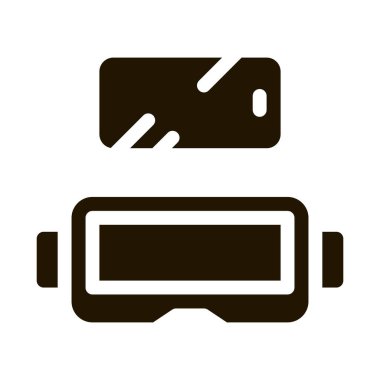 Sanal gerçeklik sembolü vektörü için gözlük. Sanal gerçeklik işareti için gözlük. izole edilmiş sembol çizimi