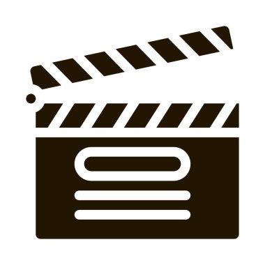 Klaket tahtası glifin simge vektörü numaralandırılıyor. Klaket tahtası numaralandırma işareti. izole edilmiş sembol çizimi