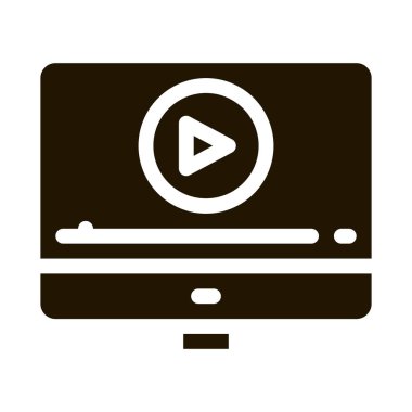 Bilgisayar sembolü vektöründeki filmi izle. Bilgisayar tabelasında film izleriz. izole edilmiş sembol çizimi