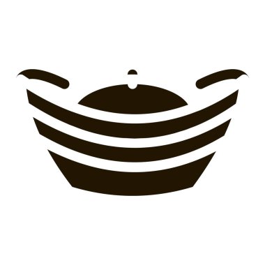 Üst kıvrımlı kabartma simge vektörlü şapka. Üstü kıvrımlı bir şapka. izole edilmiş sembol çizimi