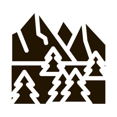 Karlı dağ ve orman doğa sembolü vektörü. Karlı dağ ve orman doğa işareti. izole edilmiş sembol çizimi