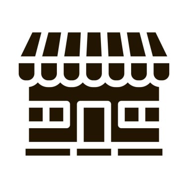 Mağaza binası glyph ikon vektörü. Dükkan binası tabelası. izole edilmiş sembol çizimi