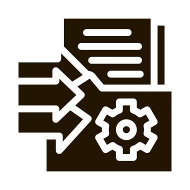 klasör glyph simge vektörüne belge ekleniyor. belge dizin işaretine ekleniyor. izole edilmiş sembol çizimi