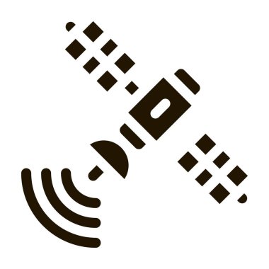 Hava seyrüsefer uydusu glyph ikon vektörü. Hava seyrüsefer uydu işareti. izole edilmiş sembol çizimi
