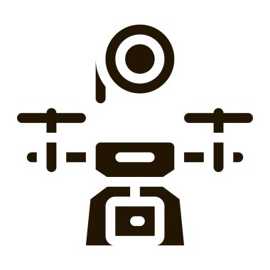 İnsansız hava aracı kayıt film simgesi Vektör Glyph Illustration