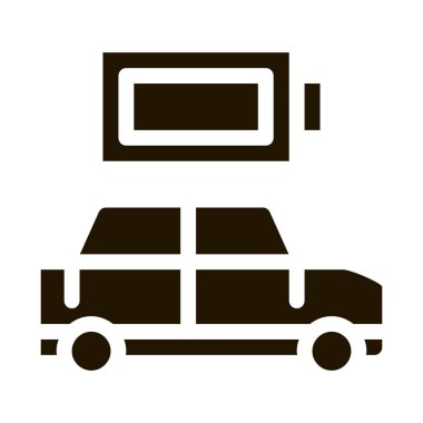 Elektro araba tam pil ikonu Vektör Kabartma