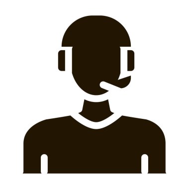 Web shop çağrı merkezi operatörü simgesi Vektör Çizimi