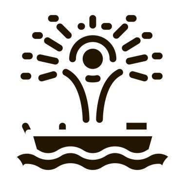 Tekne simgesi Vektör Kabartması 'nda havai fişekler parıldıyor