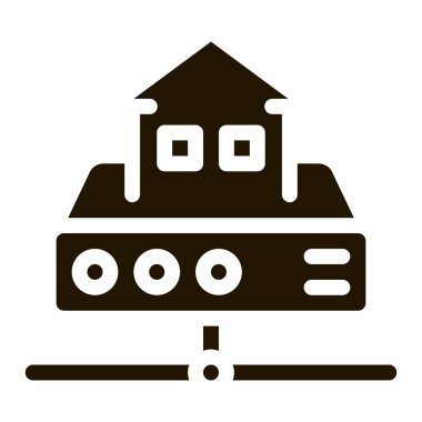 uzak çalışma sunucu simgesi Vektör Glyph İllüstrasyonu