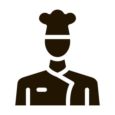 Aşçılık baş meslek simgesi Vektör Glyph İllüstrasyon