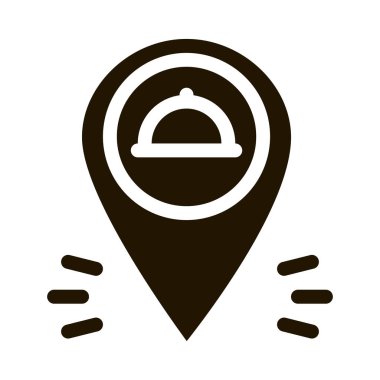 yemek teslimatı gps işareti simgesi vektör kabartması