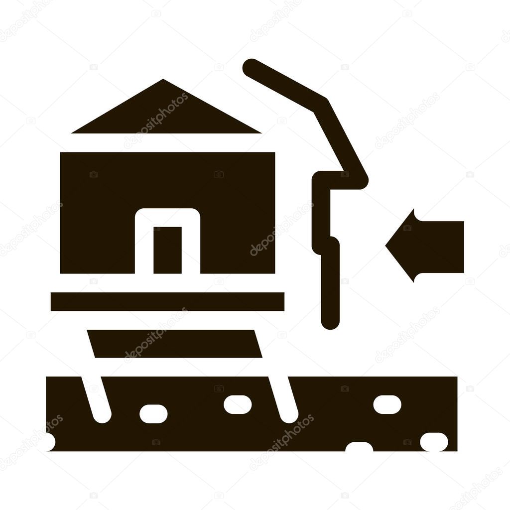 house demolishes with wind icon Vector Glyph Illustration