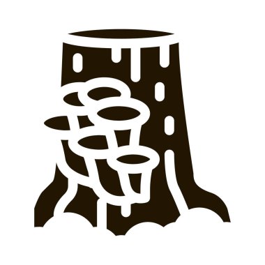 kütük simgesi Vektör Kabartması üzerinde büyüyen mantar