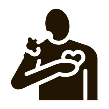 Zincir ikonu Vektör Glyph İllüstrasyonu ile el ele tutuşan kalp