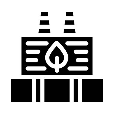 Ekoloji temiz fabrika ikonu Vektör Kabartma