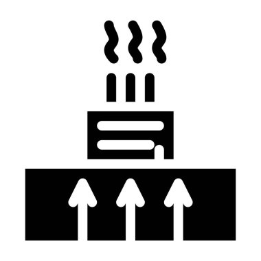 Jeotermal ısıtma fabrikası ikonu Vektör Kabartma Çizimi