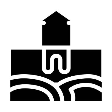 ev jeotermal ısıtma enerji ikonu Vektör Kabartma