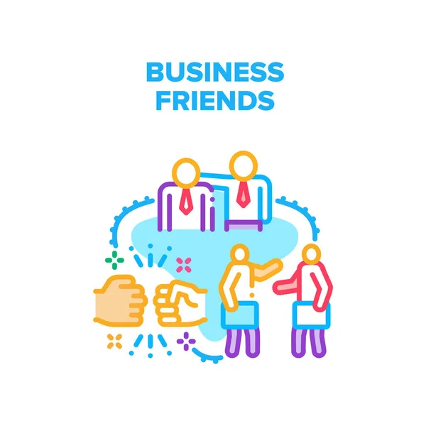 Business Friends Vector Concept Illustration couleur — Image vectorielle