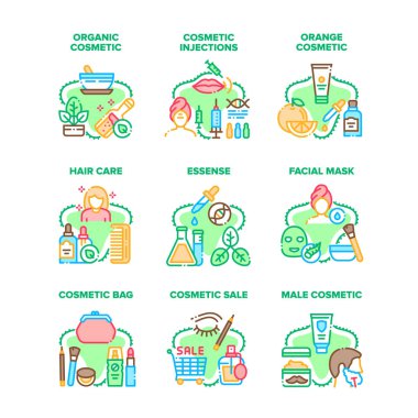 Kozmetik Tedavi Simge Vektör Resimlerini Ayarladı