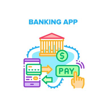 Bankacılık Uygulaması Vektörü Renk Çizimi
