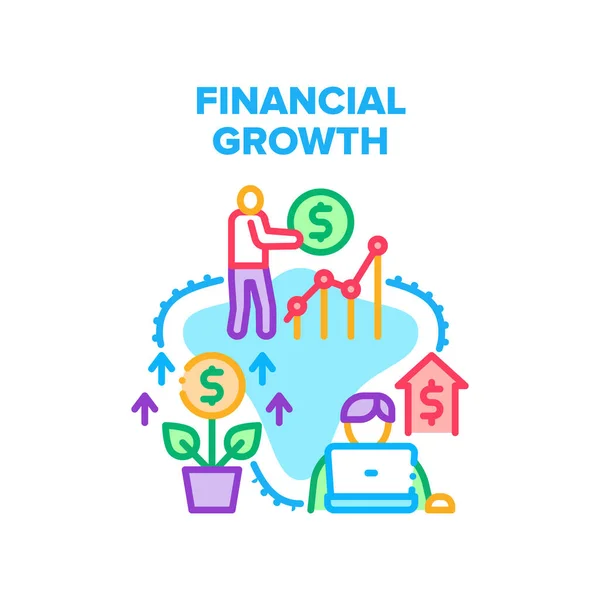 Crecimiento financiero Concepto vectorial Ilustración del color — Vector de stock