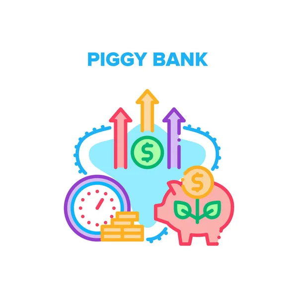 Piggy Τράπεζα Cash Vector Concept Εικονογράφηση χρωμάτων — Διανυσματικό Αρχείο