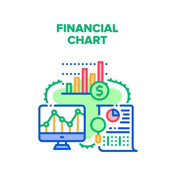 Financial Chart Vector Concept Color Illustration — Stock Vector