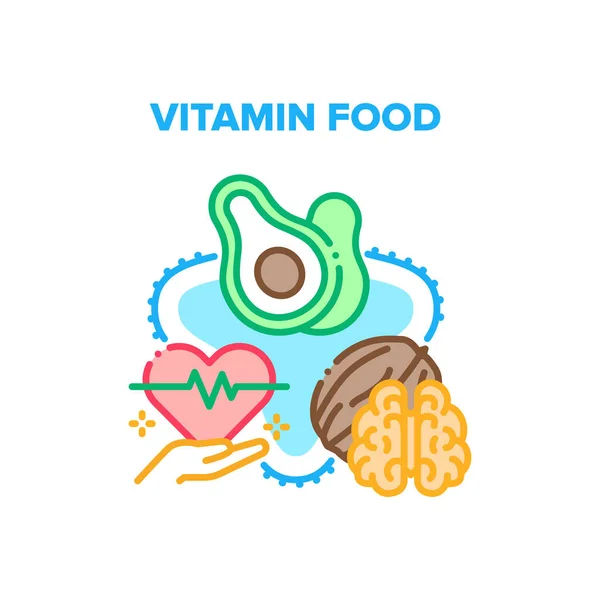 Vitamine Voedsel Vector Concept Kleur Illustratie — Stockvector
