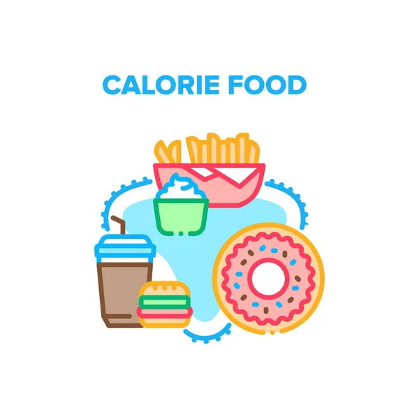 Calorie Voedsel Vector Concept Kleur Illustratie — Stockvector